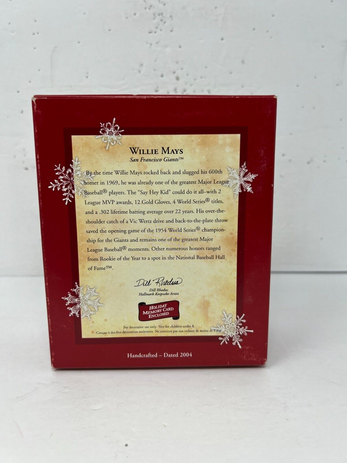 Hallmark KeepsakeChristmas Ornament Willie Mays San Francisco Giants Figure