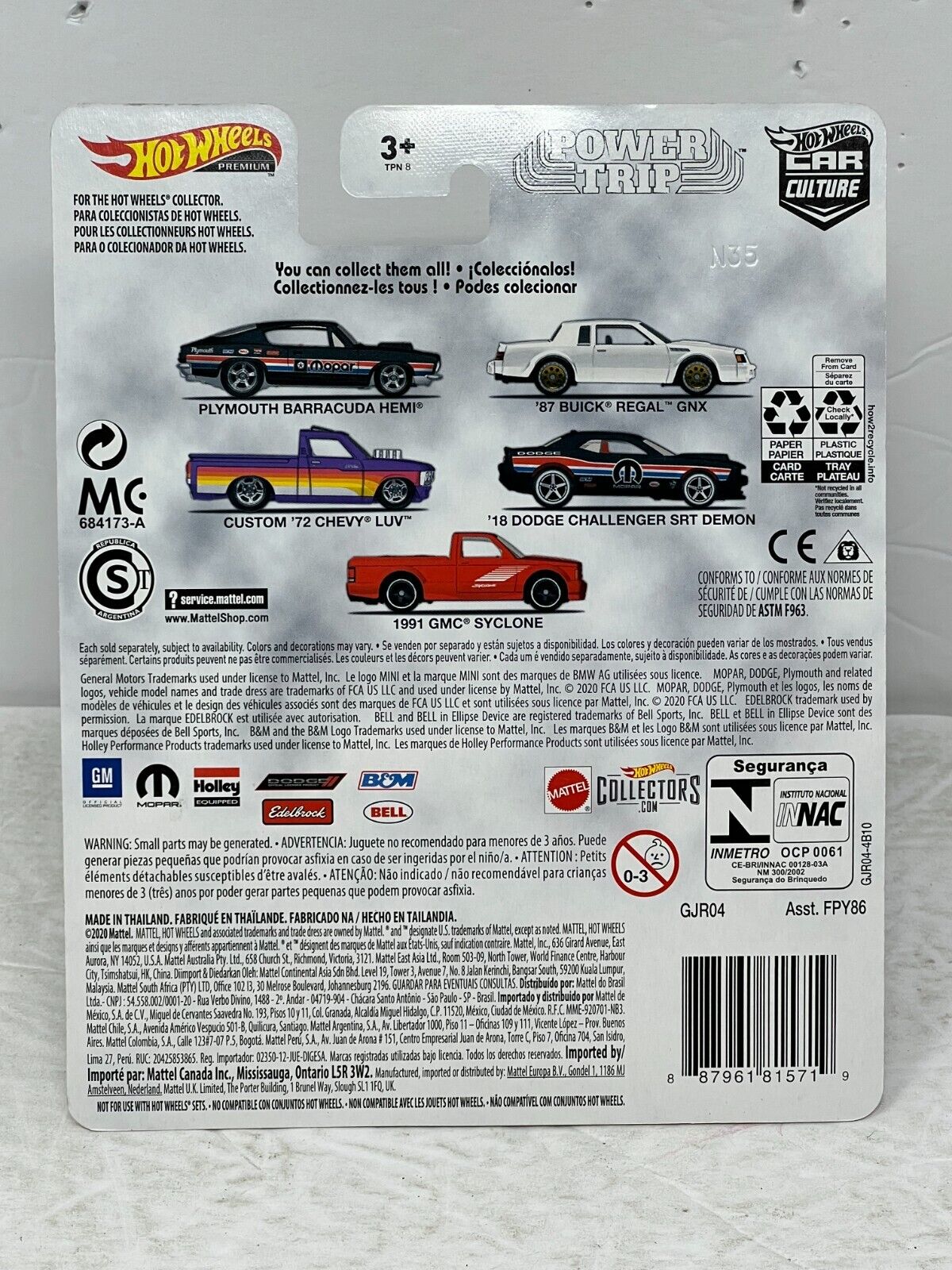 Hot Wheels Premium Power Trip '18 Dodge Challenger SRT Demon 1:64 Diecast