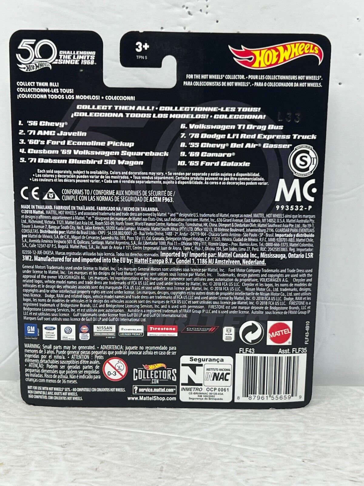 Hot Wheels 50 Favorites '55 Chevy Bel Air Gasser Real Riders Muscle Car 1:64 Diecast