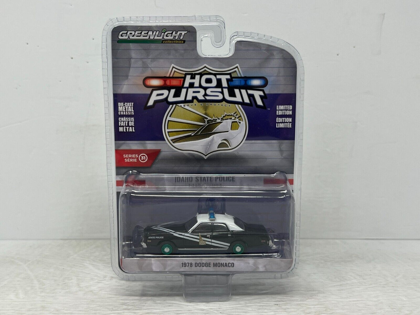Greenlight Hot Pursuit 1978 Dodge Monaco Idaho Police Green Machine 1:64 Diecast