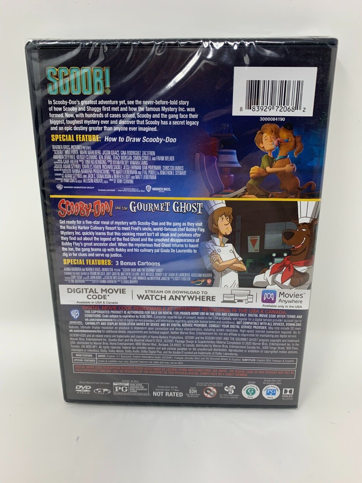 Scoob! 2-Film Collection Scooby-Doo! & Gourmet Ghost (DVD, 2020) Sealed!!!