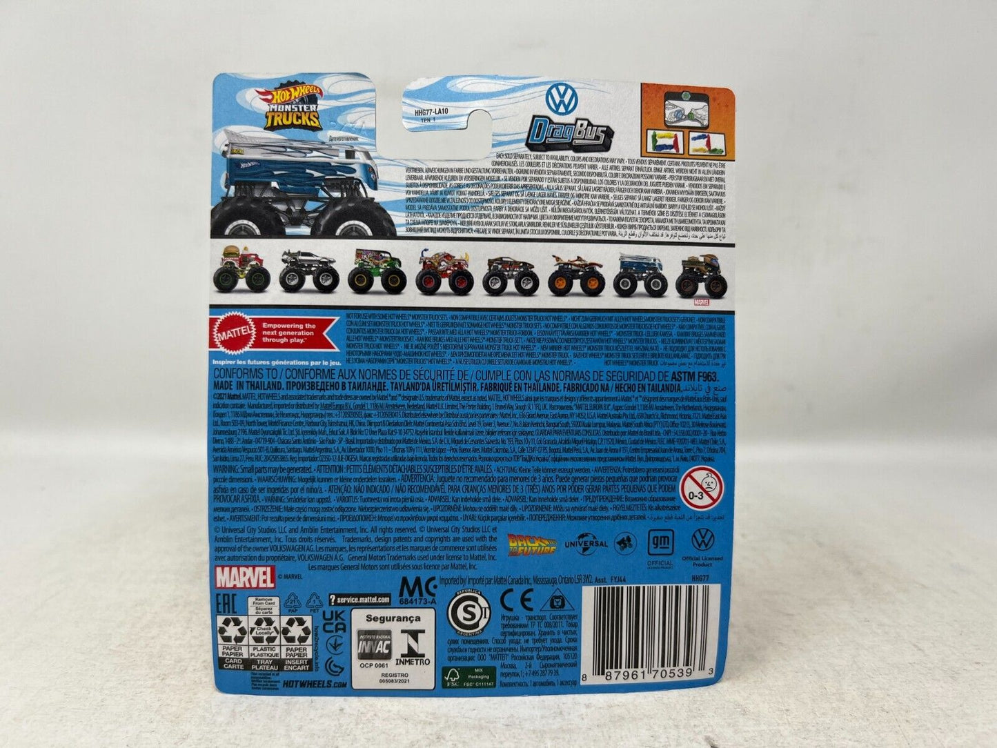 Hot Wheels Monster Trucks Crash Legends VW Drag Bus Van 1:64 Diecast