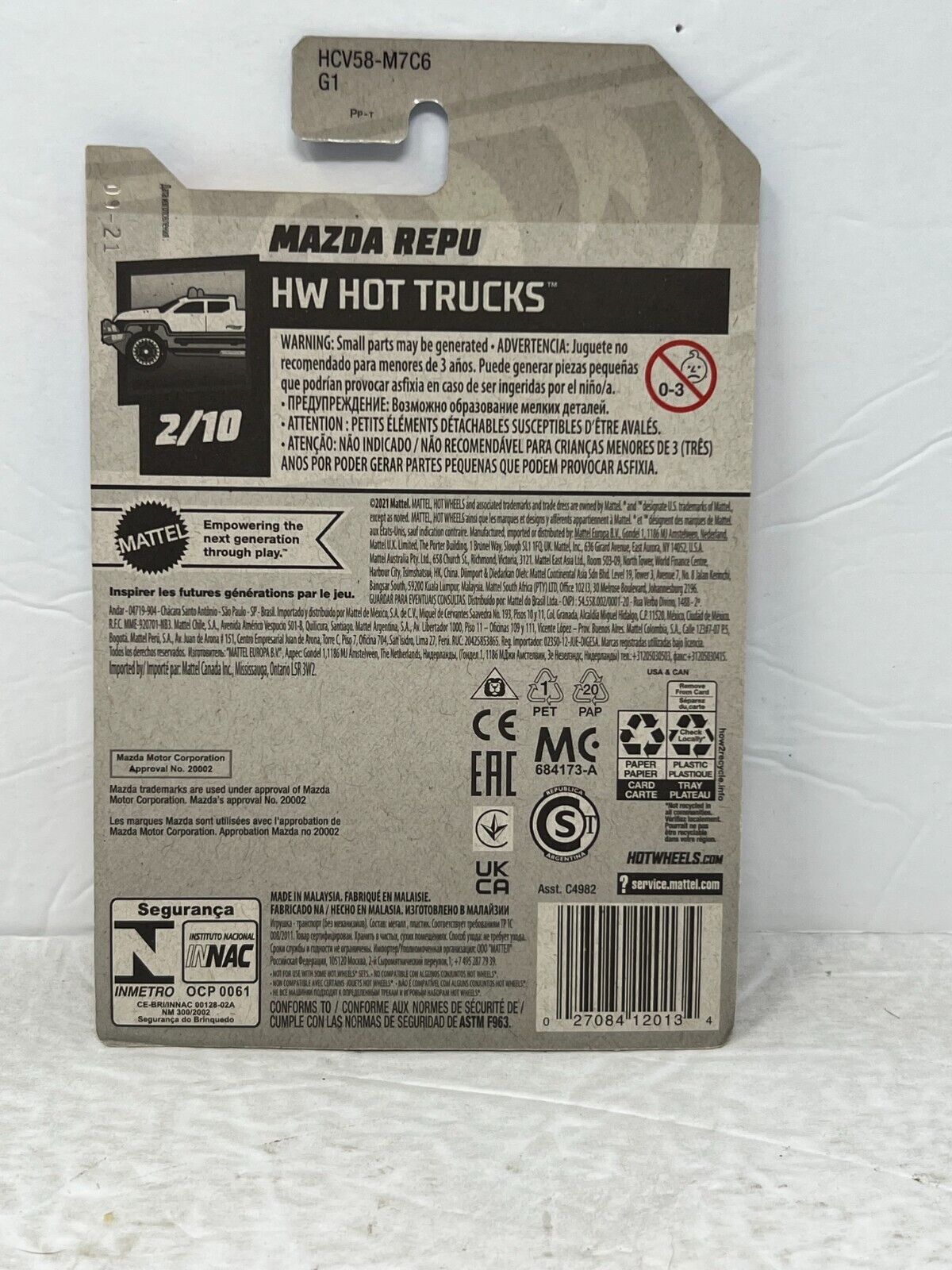 Hot Wheels HW Hot Trucks Mazda Repu JDM 1:64 Diecast Orange