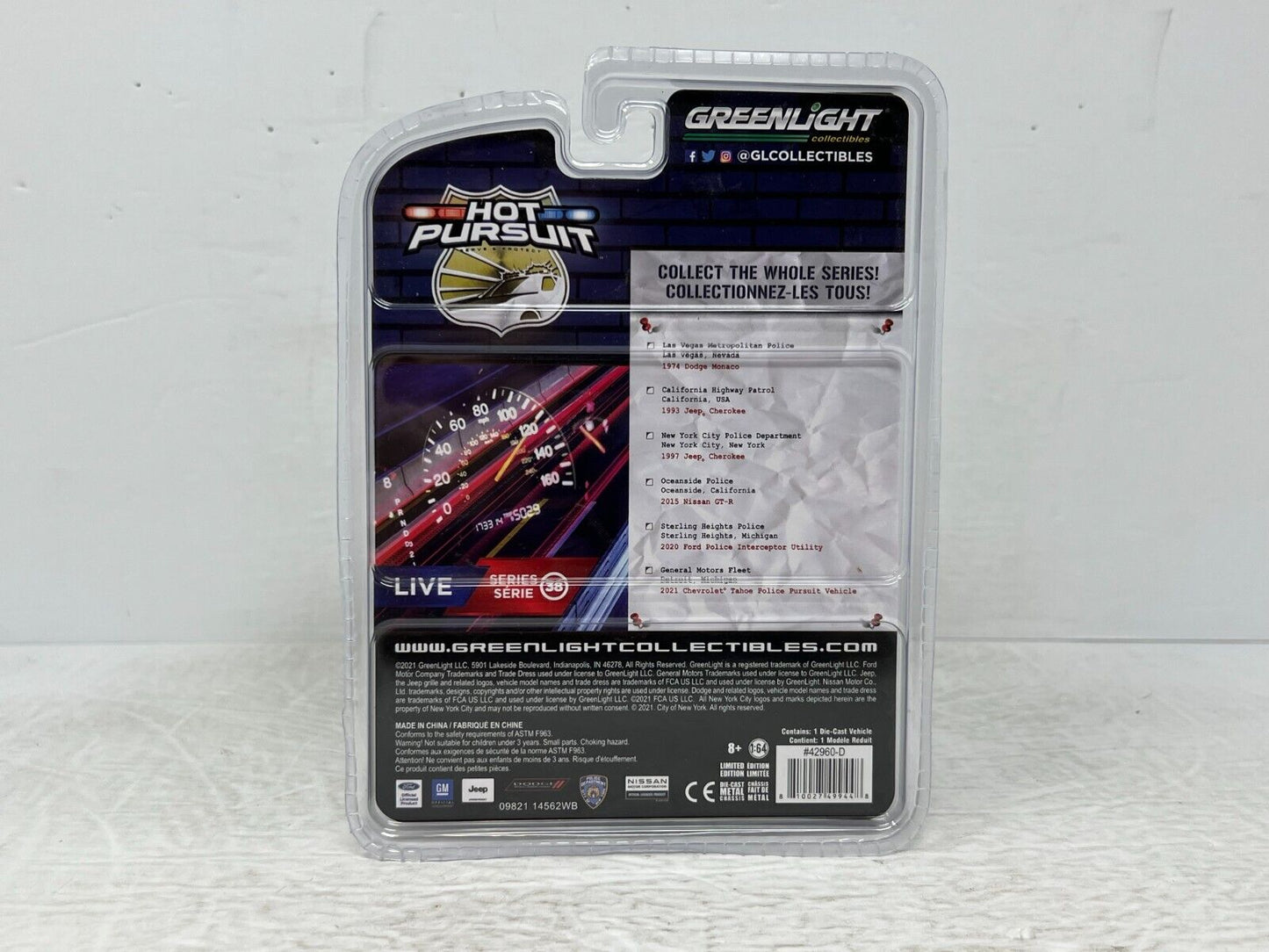 Greenlight Hot Pursuit 2015 Nissan GT-R Oceanside Police 1:64 Diecast