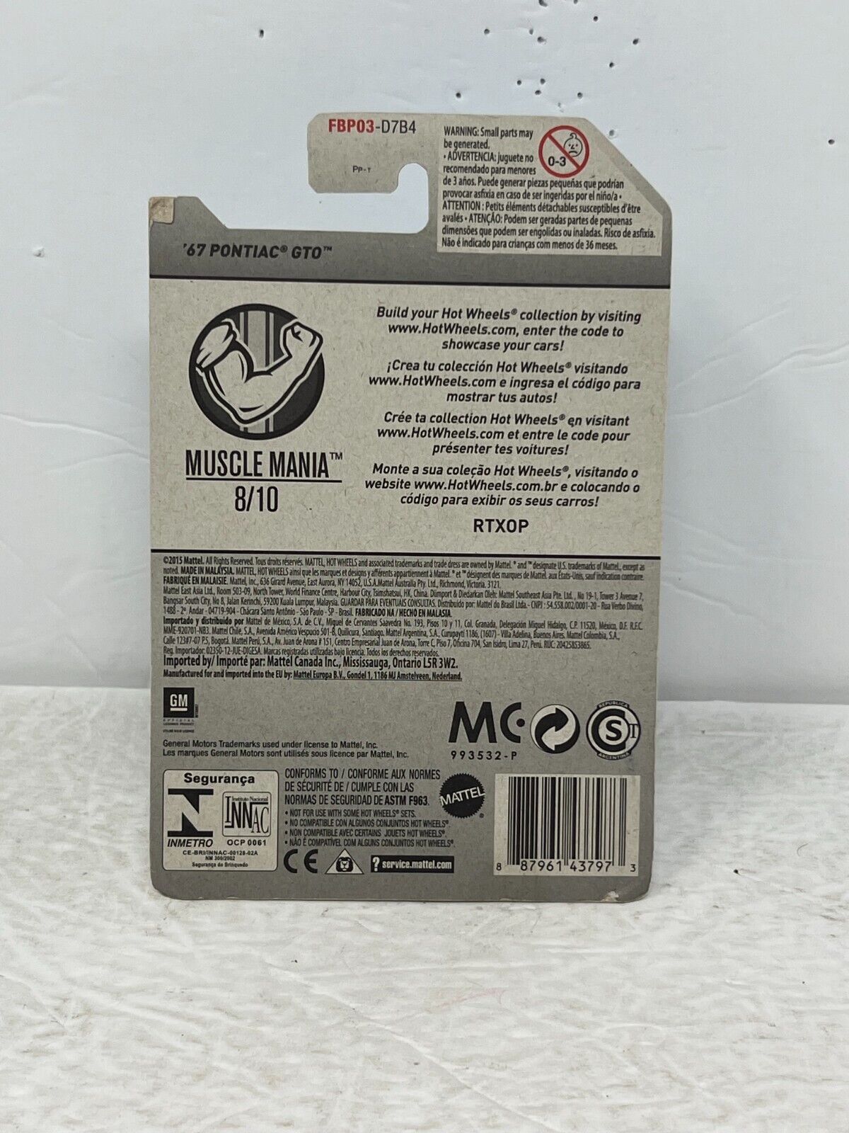 Hot Wheels Zamac Muscle Mania '67 Pontiac GTO Muscle Car 1:64 Diecast