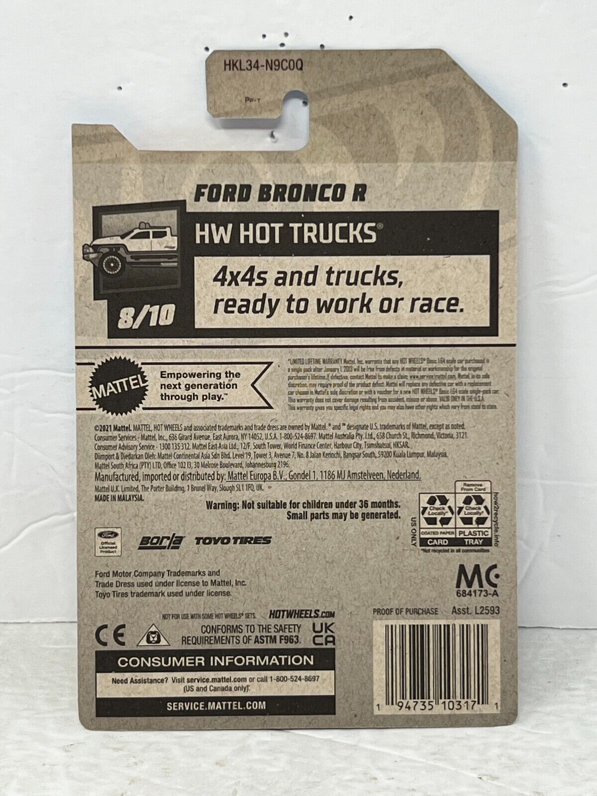 Hot Wheels Zamac HW Hot Trucks Ford Broncos R OFF-Road Utility Vehicle 1:64 Diecast