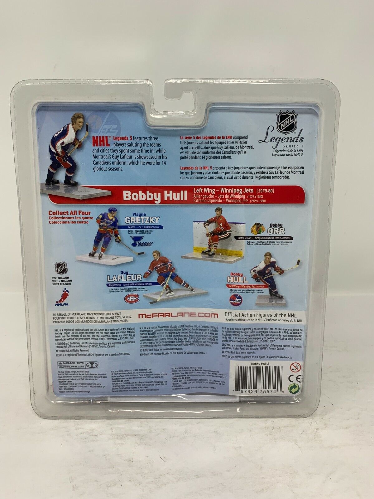 Mcfarlane NHL Bobby Hull Winnipeg Jets Blue Jersey Legends Series 5 Figure