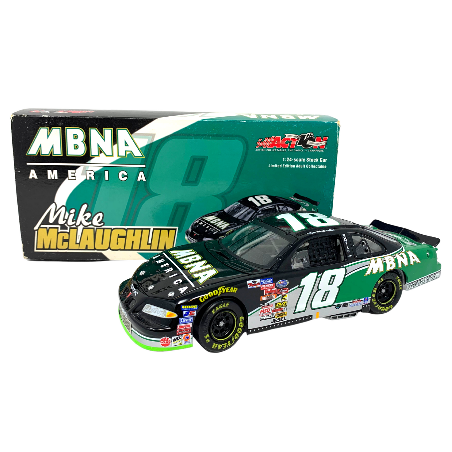 Action Nascar #18 Mike McLaughlin MBNA 2002 Pontiac Grand Prix 1:24 Diecast