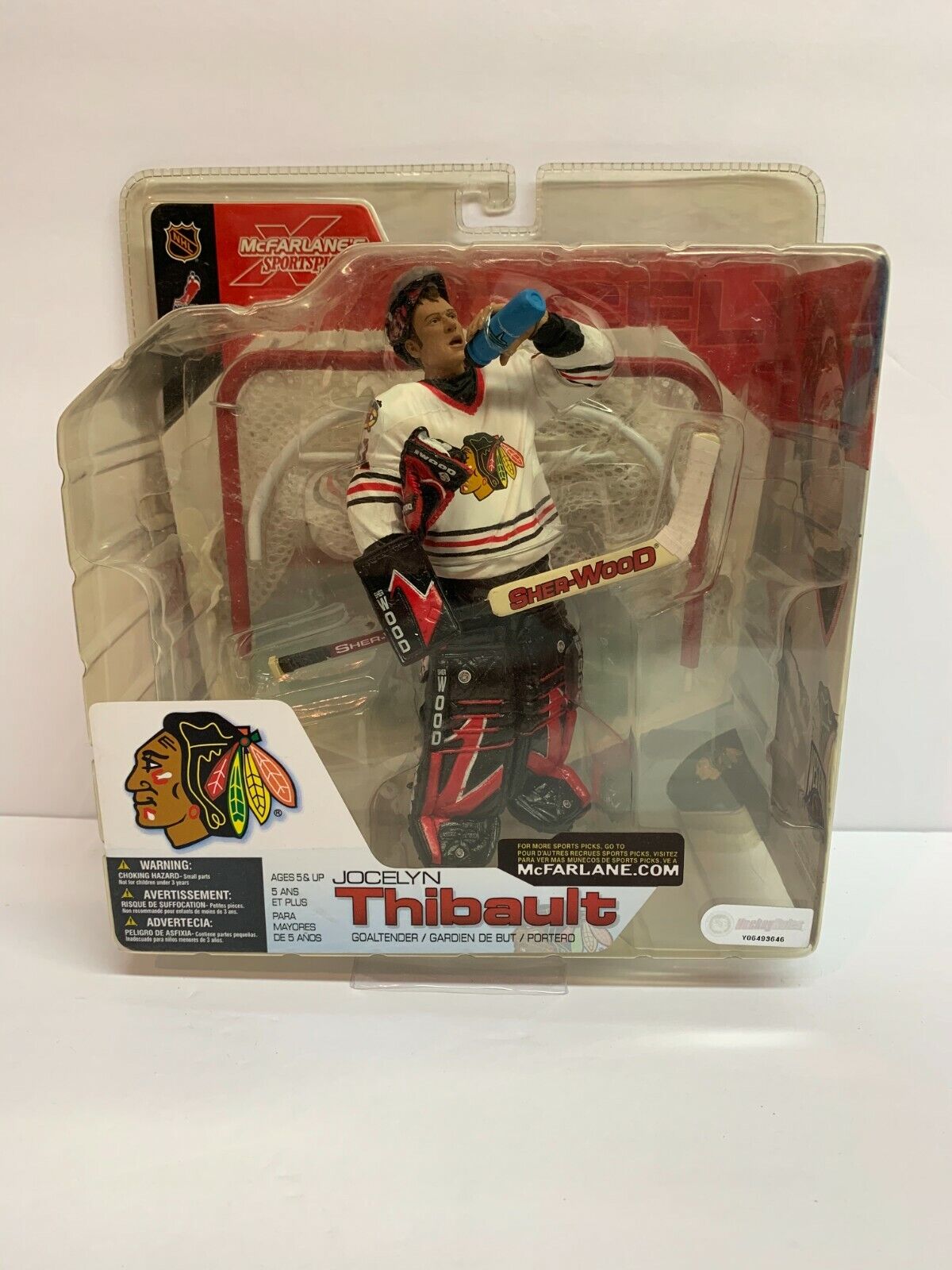 Mcfarlane NHL Jocelyn Thibault Chicago Blackhawks White Jersey Series 4 Figure