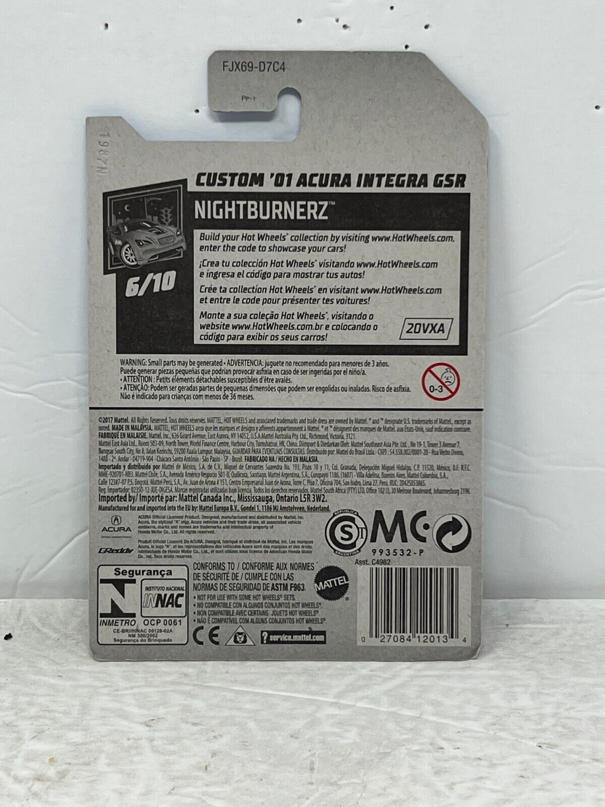 Hot Wheels Nightburnerz Custom '01 Acura Integra GSR JDM 1:64 Diecast