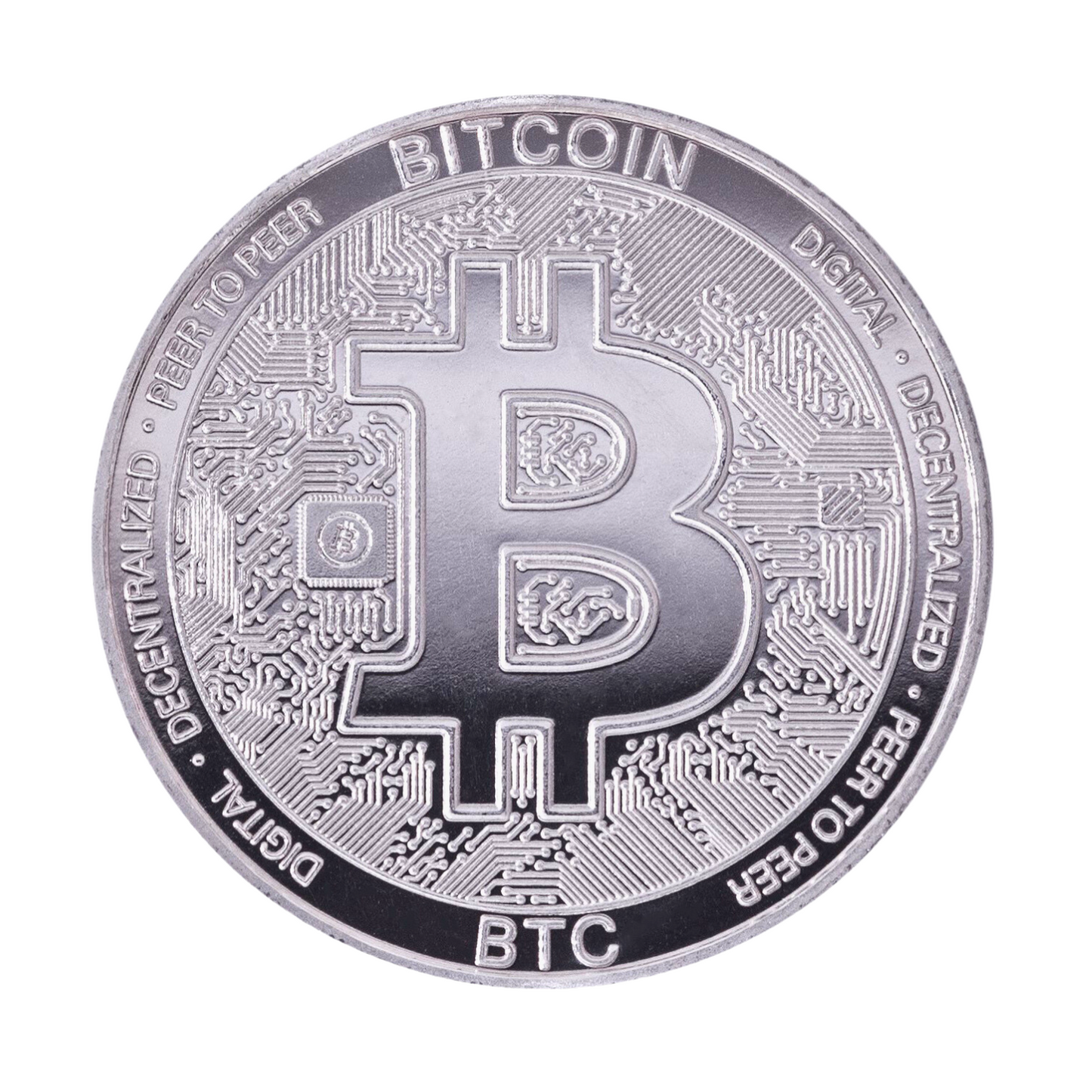 Bitcoin | BTC Physical Crypto Coin Novelty Souvenir Token Silver Color