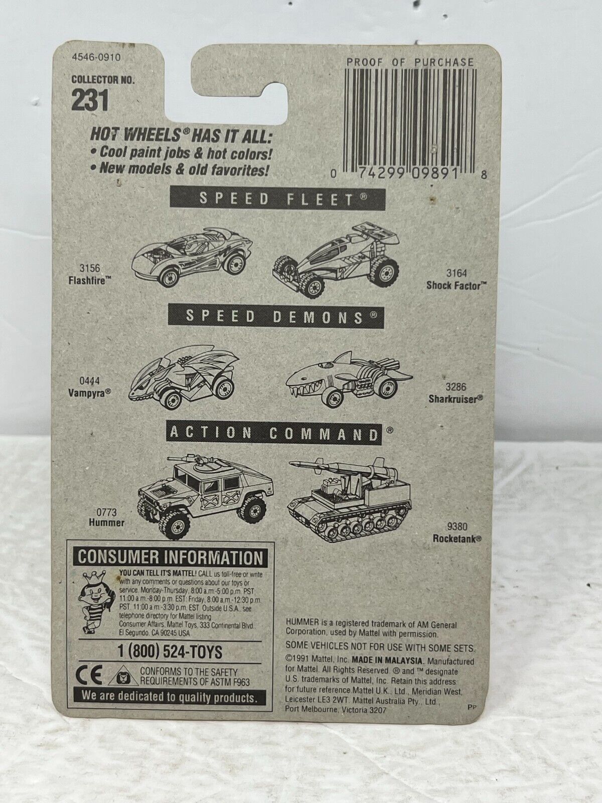 Hot Wheels 1991 Mini Truck #231 1:64 Diecast