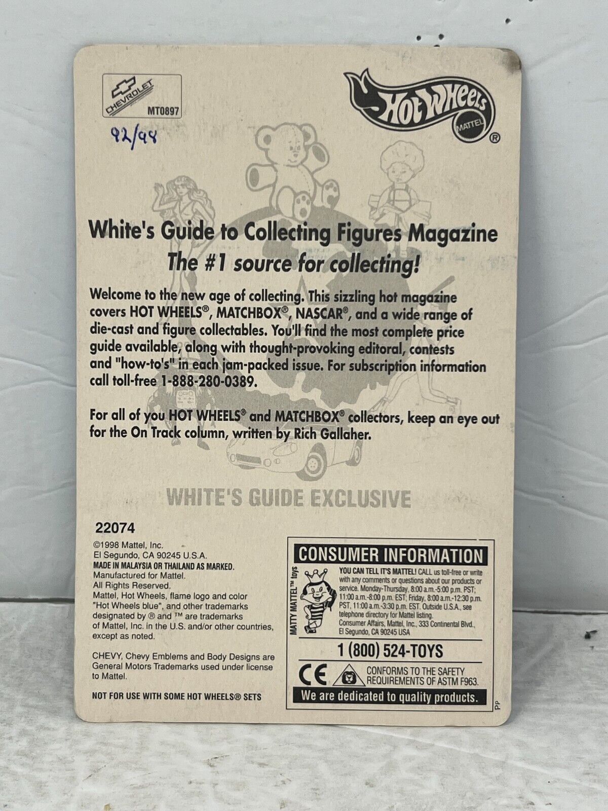 Hot Wheels White's Guide Exclusive '56 Flashsider Special Edition Truck 1:64 Diecast