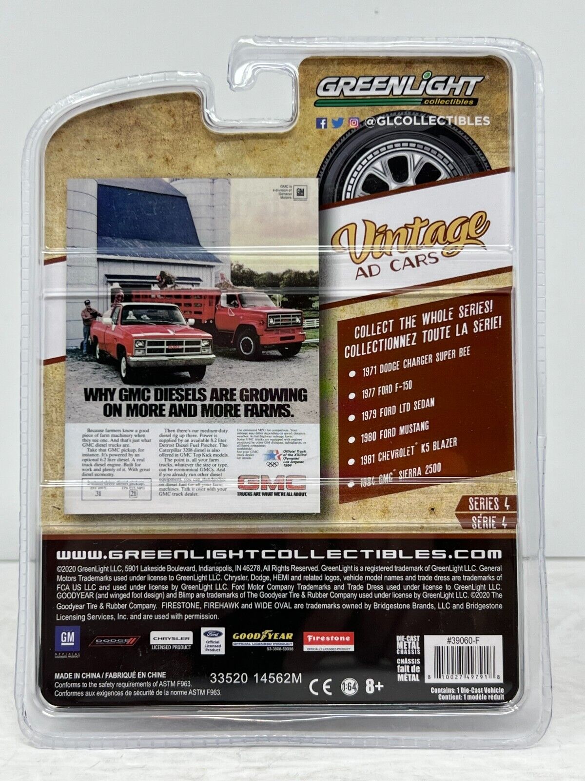 Greenlight Vintage Ad Cars 1984 GMC Sierra 2500 1:64 Diecast