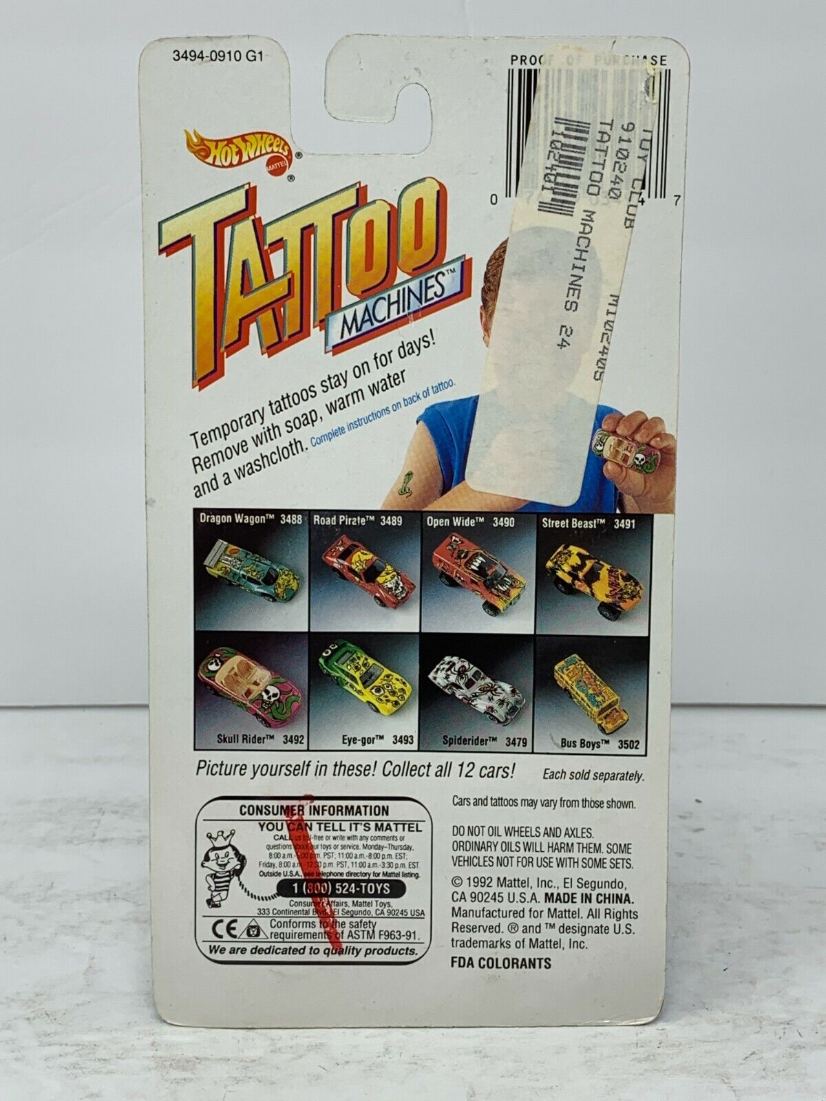 Hot Wheels Tattoo Machines 1992 Ferrari 308 GTB 1:64 Diecast