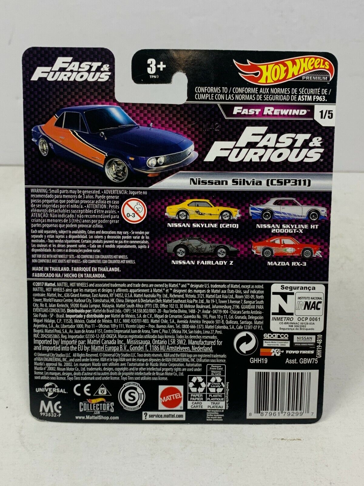 Hot Wheels Premium Fast & Furious Fast Rewind Nissan Silvia CSP311 1:64 Diecast