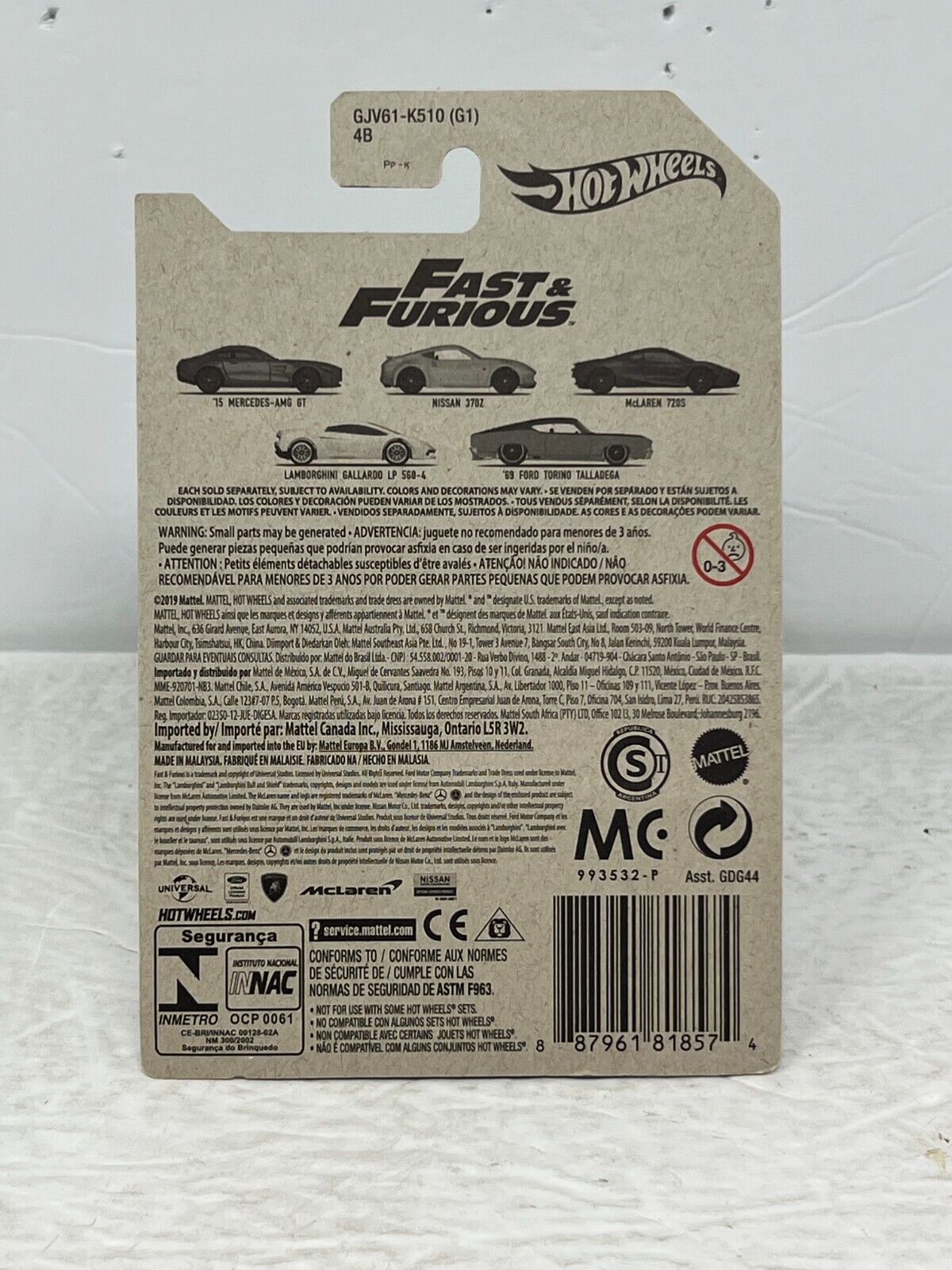 Hot Wheels Fast & Furious 1969 Ford Torino Talladega Muscle Car POP Culture 1:64 Diecast