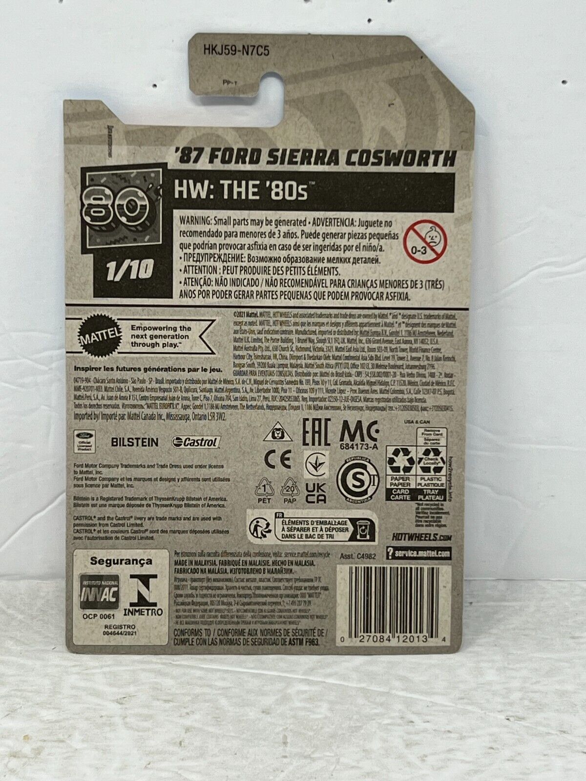 Hot Wheels HW The 80s '87 Ford Sierra Cosworth Rally Car 1:64 Diecast Gray