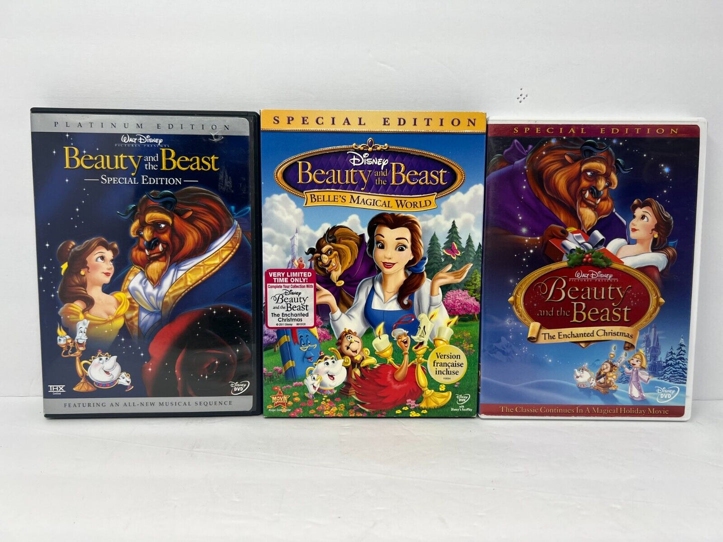 Disney Beauty and the Beast 1 2 3 Trilogy (DVD) Collection Lot Good Condition!