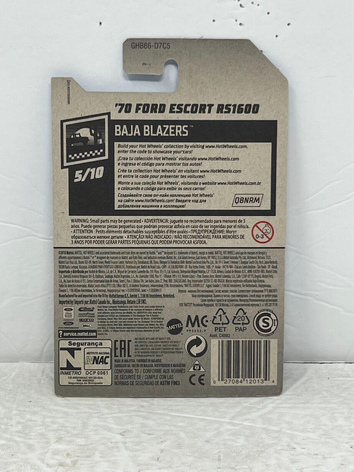 Hot Wheels Baja Blazers '70 Ford Escort RS1600 Rally Car 1:64 Diecast