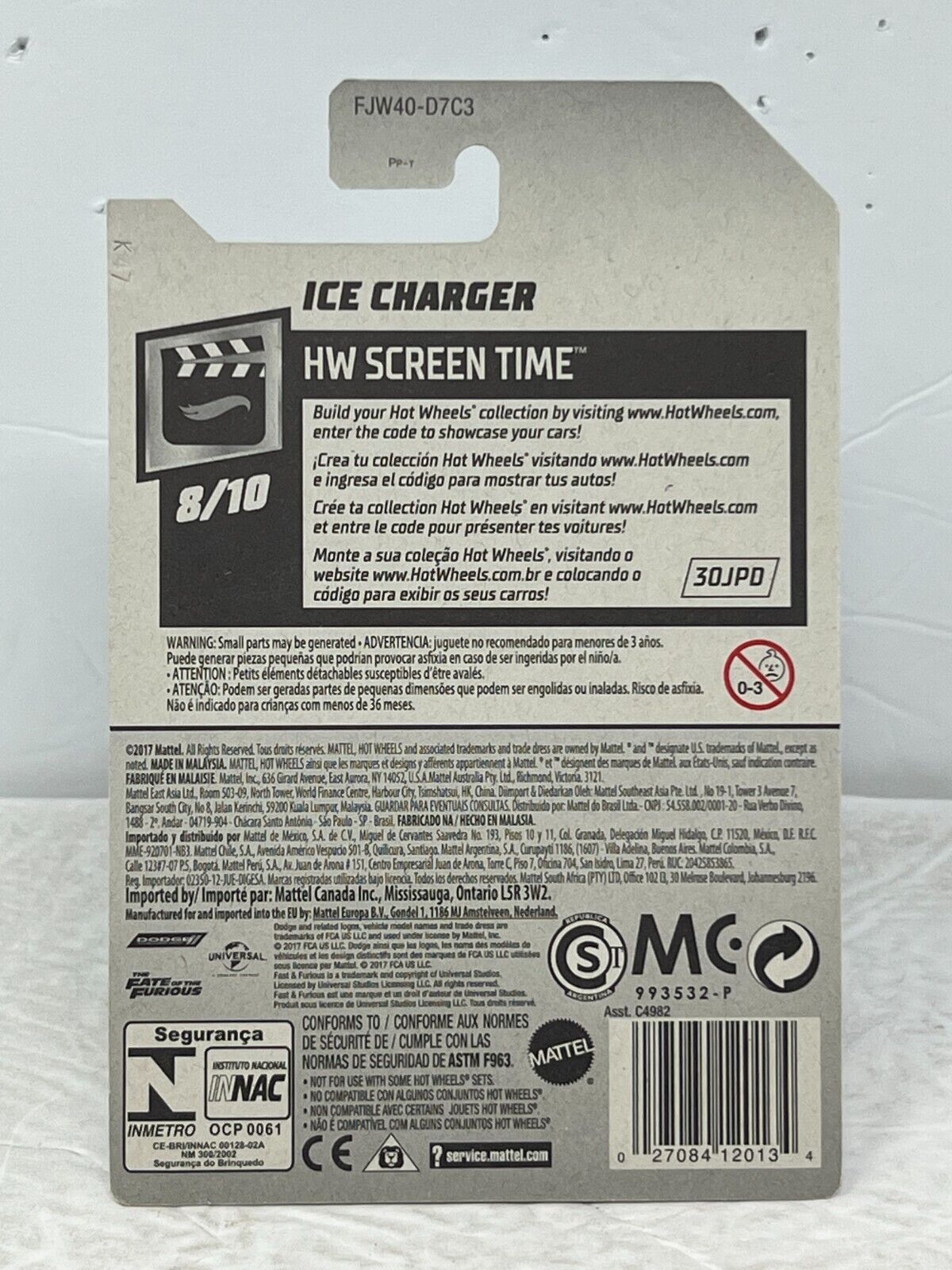 Hot Wheels HW Screen Time Fast and Furious Ice Charger POP Culture Muscle Car 1:64 Diecast