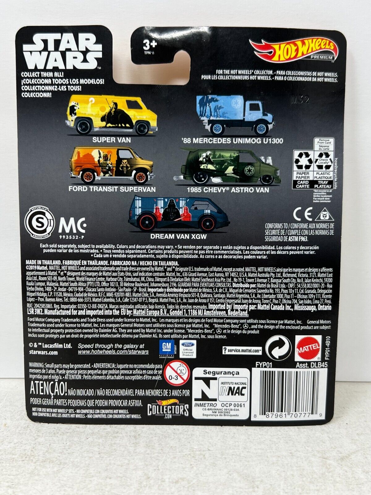 Hot Wheels 2019 Star Wars Pop Culture Real Riders 1:64 Diecast Set of 5