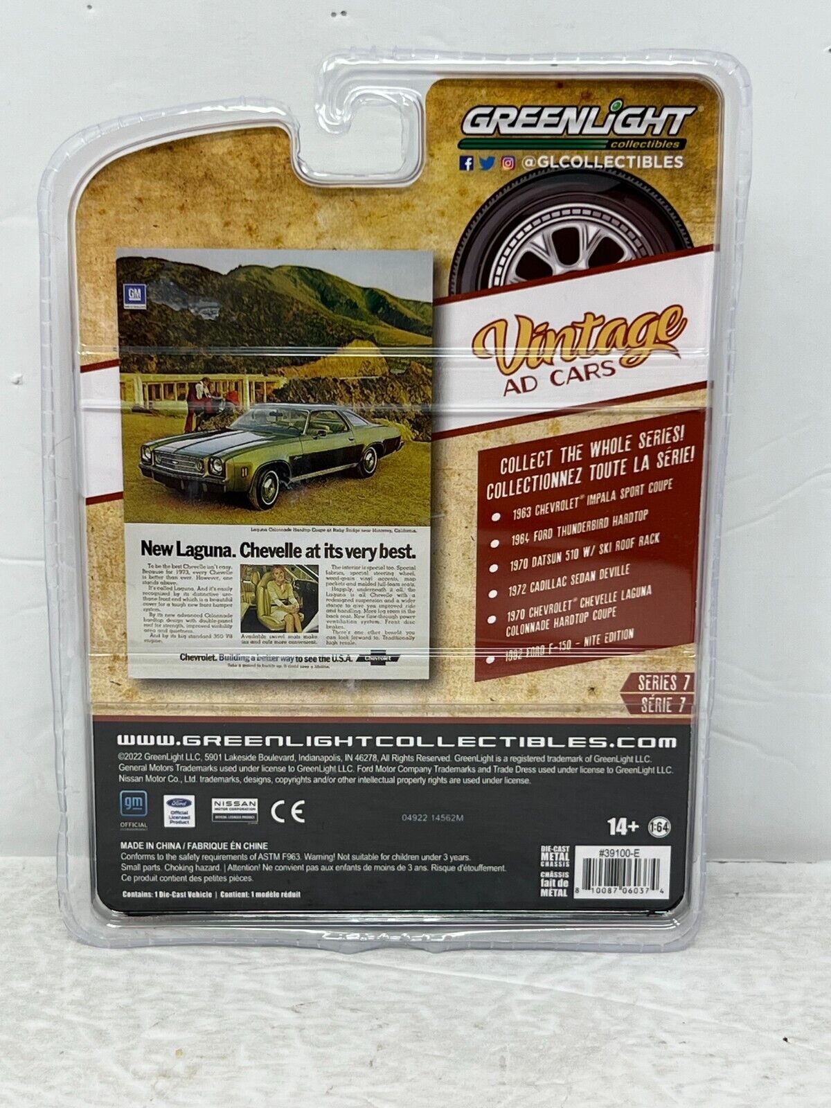 Greenlight Vintage AD Cars 1973 Chevrolet Chevelle GREEN MACHINE 1:64 Diecast