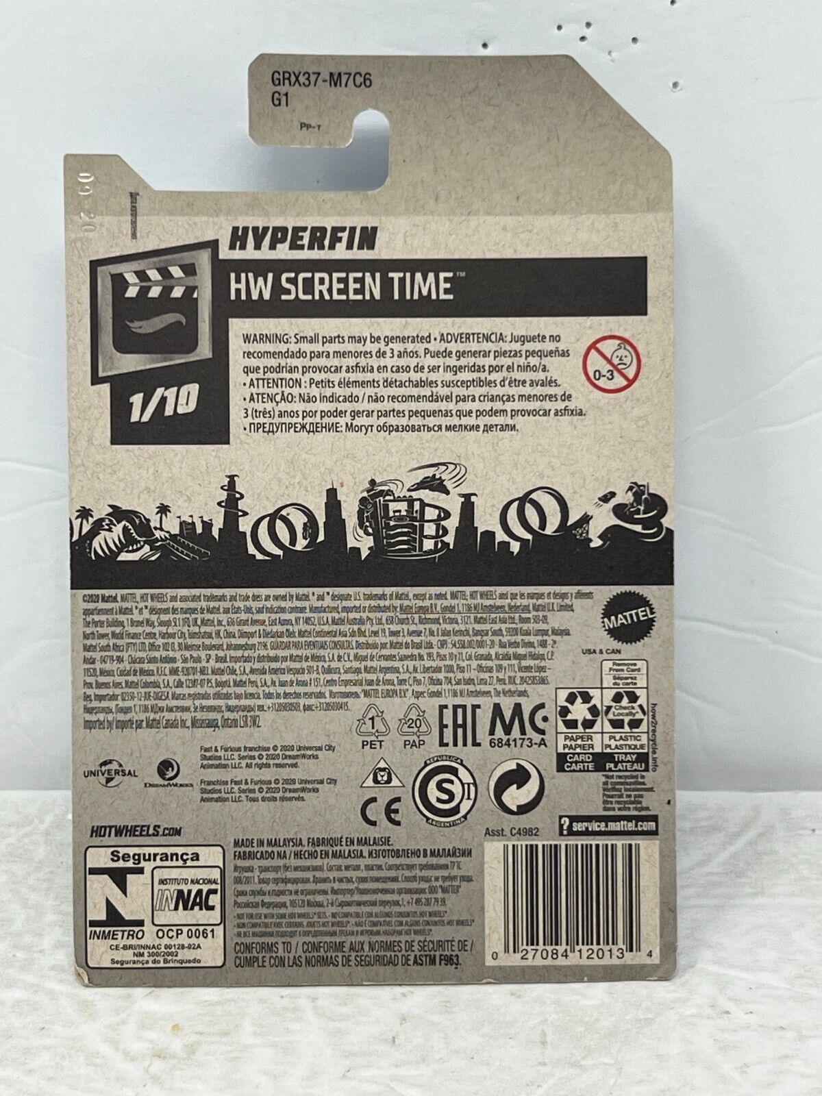 Hot Wheels HW Screen Time Fast & Furious Spy Racers Hyperfin 1:64 Diecast