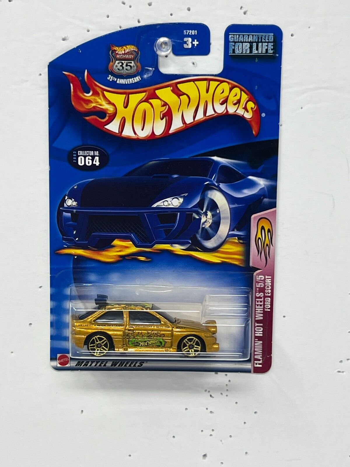 Hot Wheels Flamin' Hot Wheels Ford Escort Rally Car 1:64 Diecast