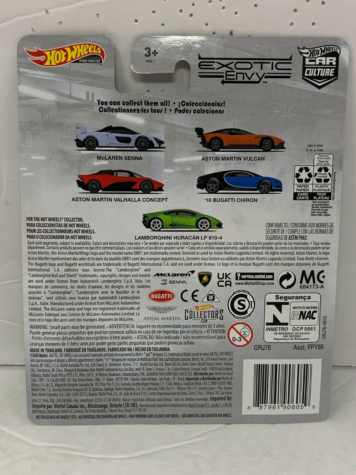 Hot Wheels Premium Exotic Envy '16 Bugatti Chiron Real Riders 1:64 Diecast