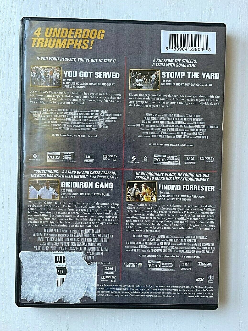 You Got Served / Gridiron Gang / Finding Forrester / Stomp the Yard (DVD, 2015)
