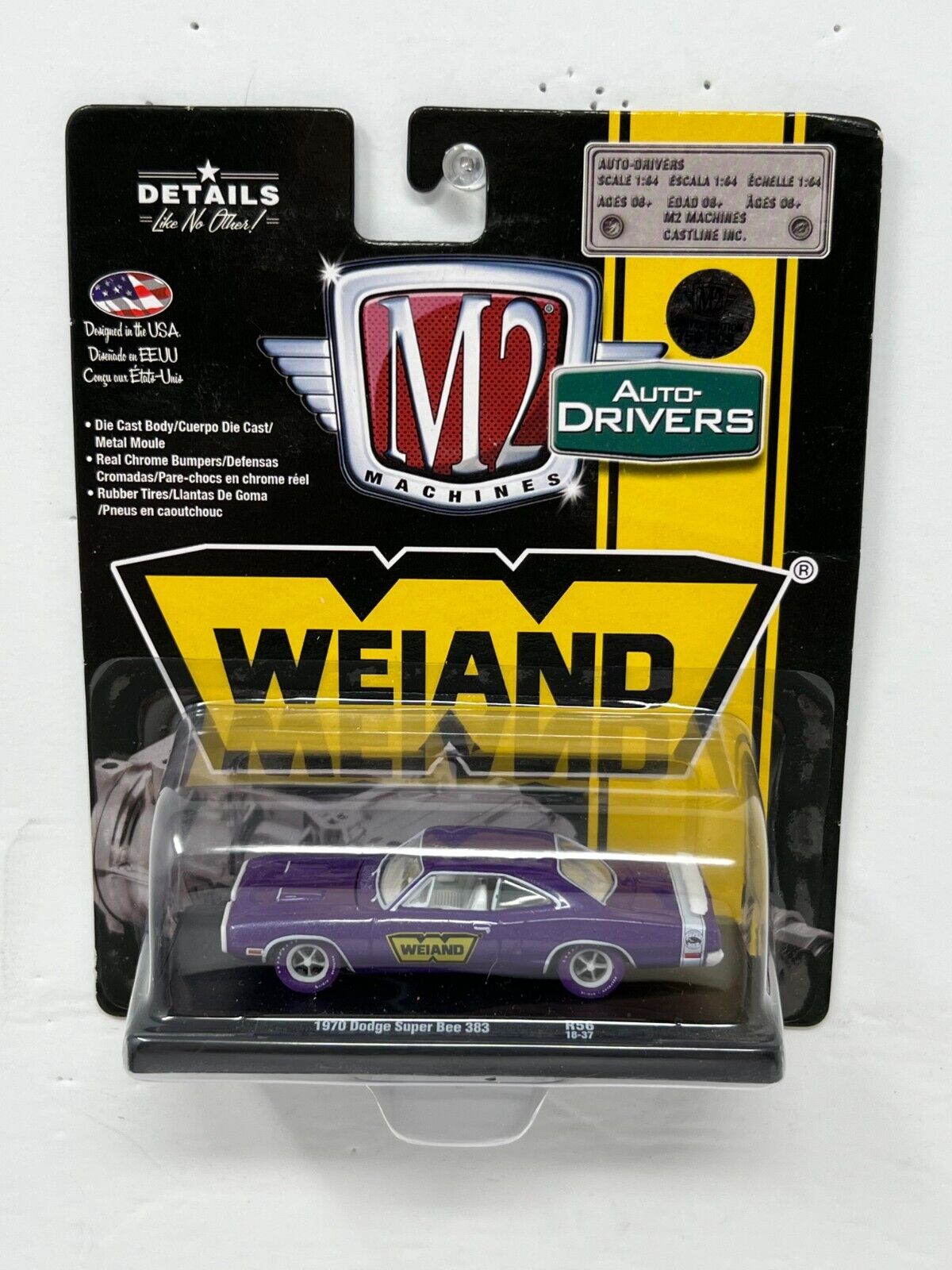 M2 Machines Auto-Drivers Weiand 1970 Dodge Super Bee 383 CHASE 1:64 Diecast