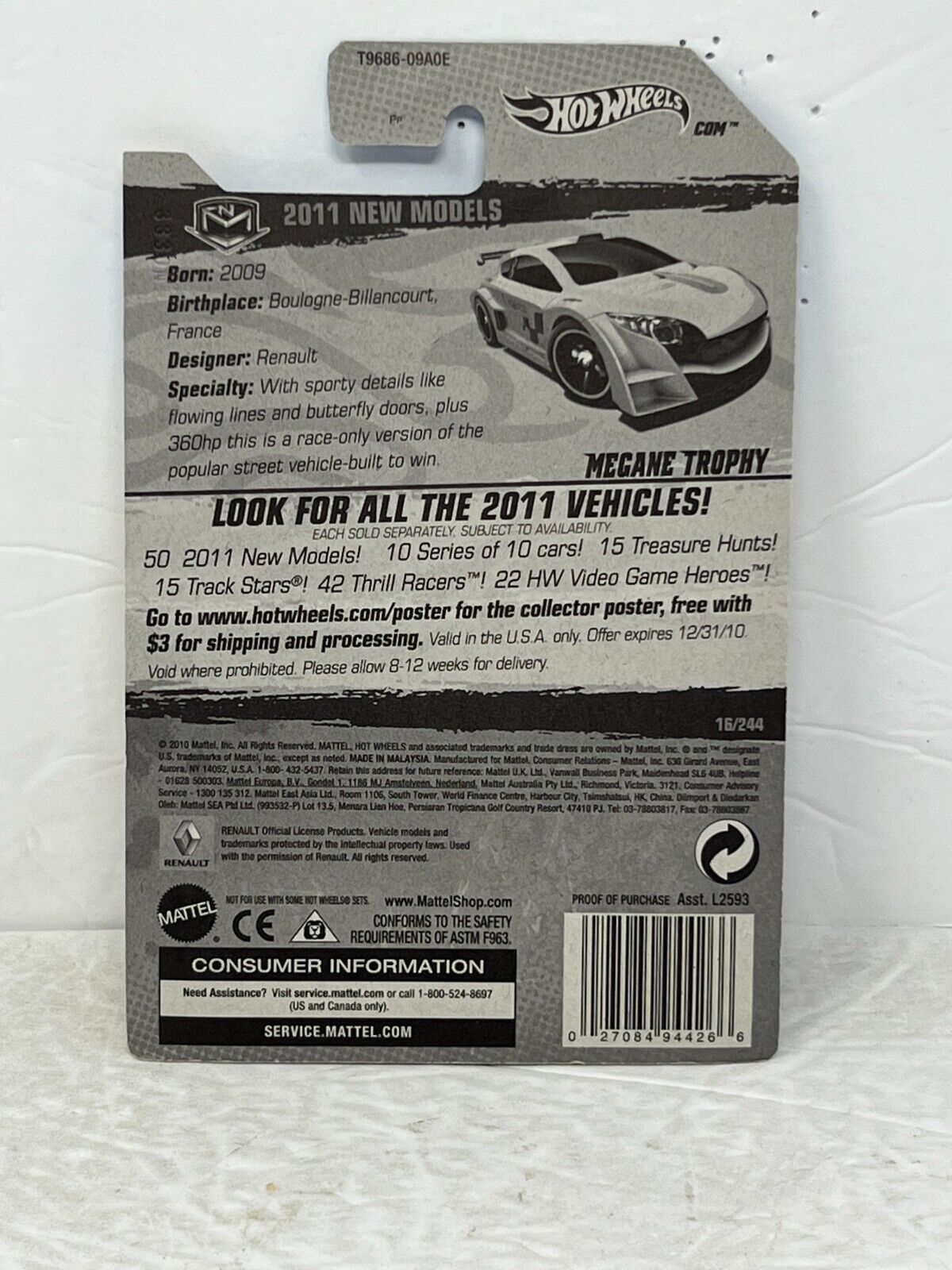 Hot Wheels 2011 New Models Renault Megane Trophy European Car 1:64 Diecast 2011 Factory Sealed Set