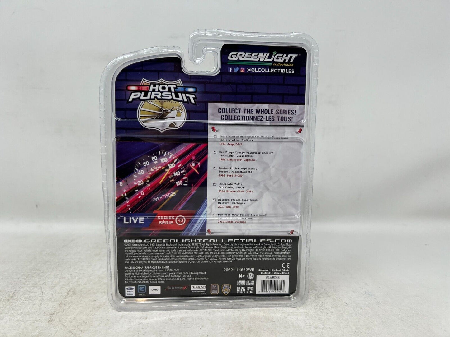 Greenlight Hot Pursuit Series 40 1989 Chevrolet Caprice 1:64 Diecast