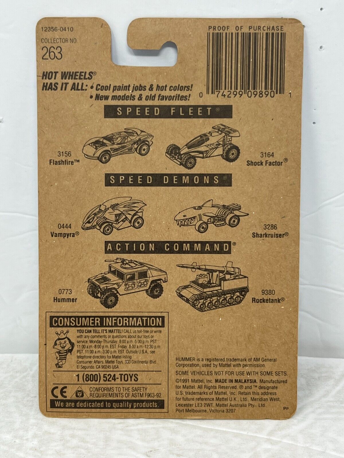 Hot Wheels 1991 Mean Green Passion #263 1:64 Diecast