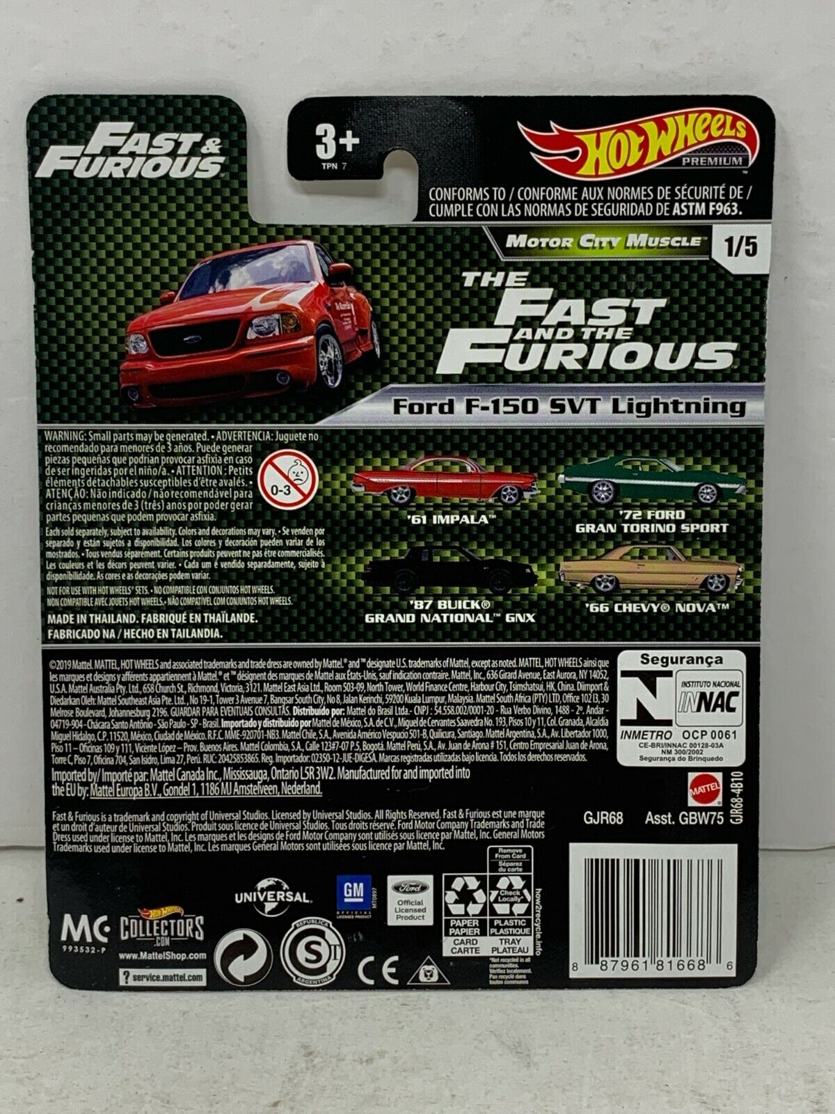 Hot Wheels Fast and the Furious Motor City Ford F-150 SVT Lightning Truck POP Culture 1:64 Diecast