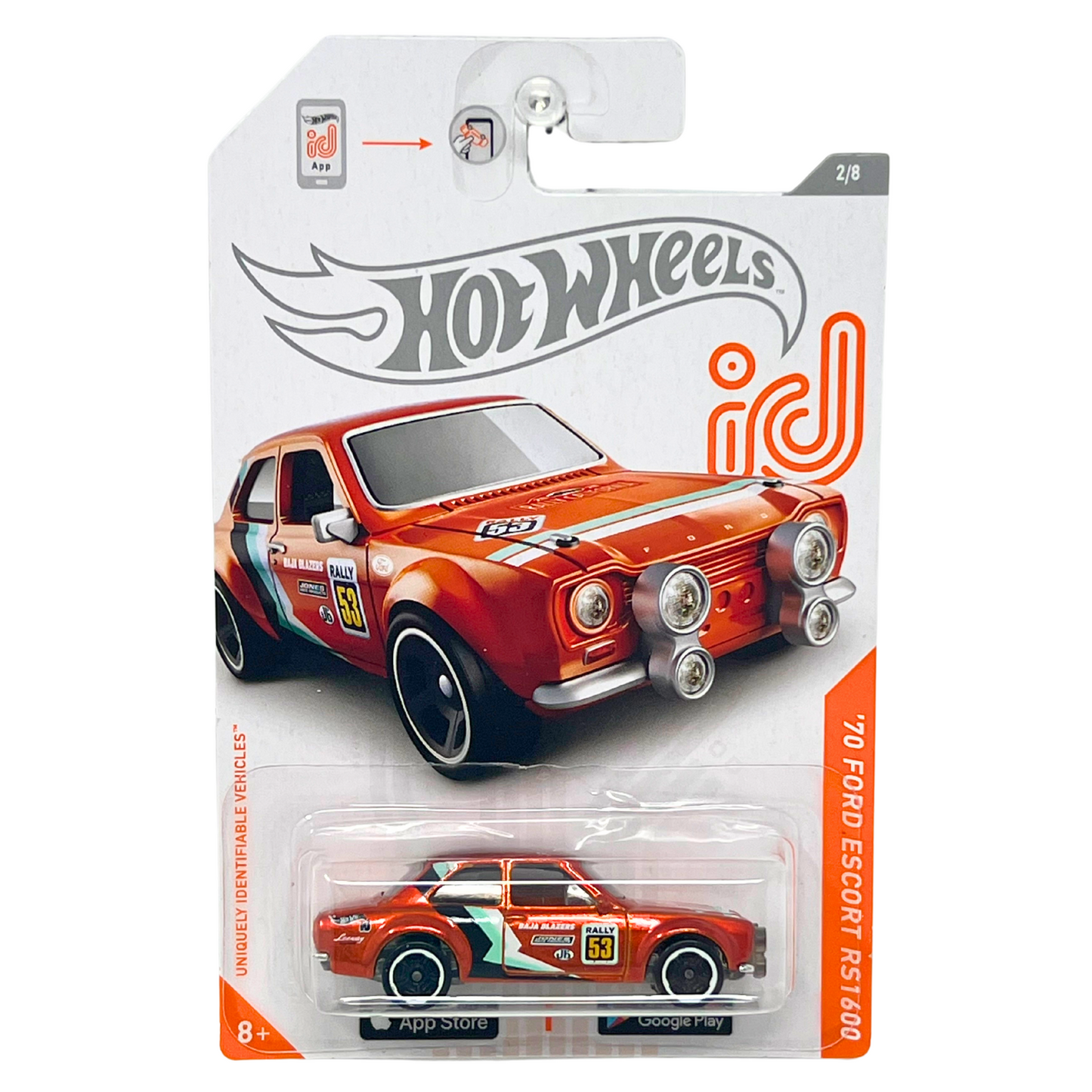 Hot Wheels id '70 Ford Escort RS1600 Rally 1:64 Diecast Long Card