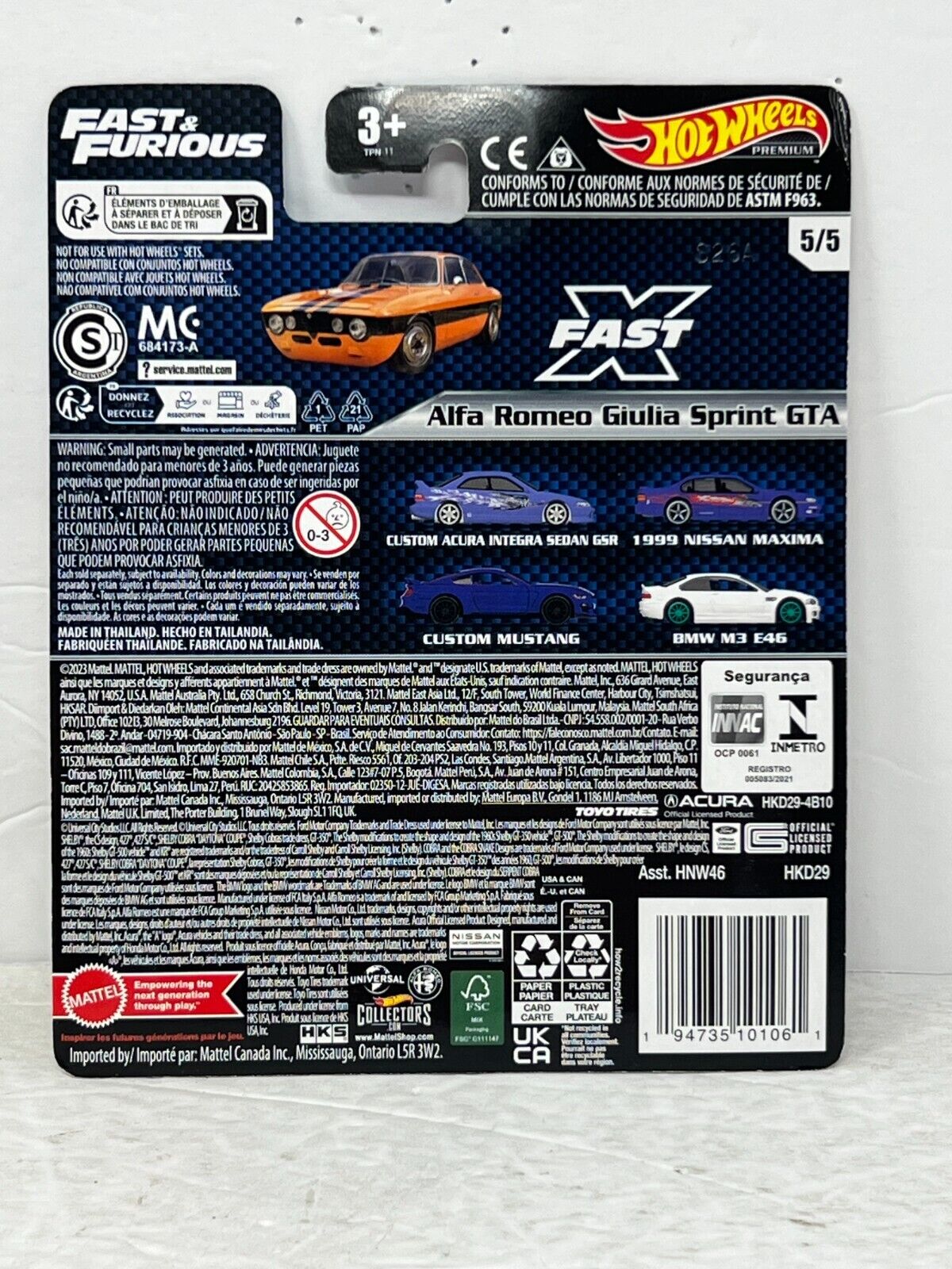 Hot Wheels Premium Fast & Furious Alfa Romeo Giulia Sprint GTA 1:64 Diecast