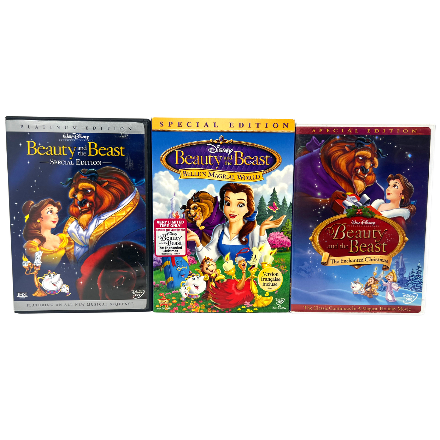 Disney Beauty and the Beast 1 2 3 Trilogy (DVD) Collection Lot Good Condition!