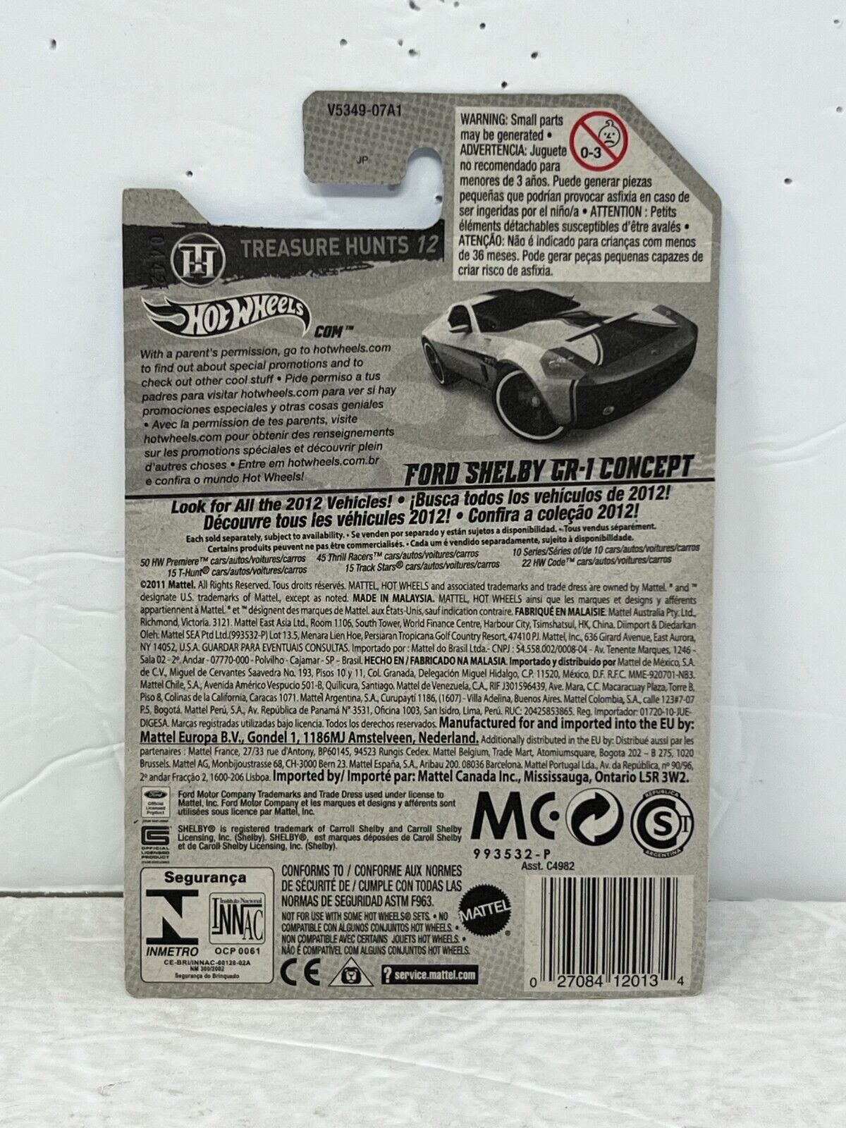 Hot Wheels Treasure Hunt 12 Ford Shelby GR-1 Concept Muscle Car 1:64 Diecast