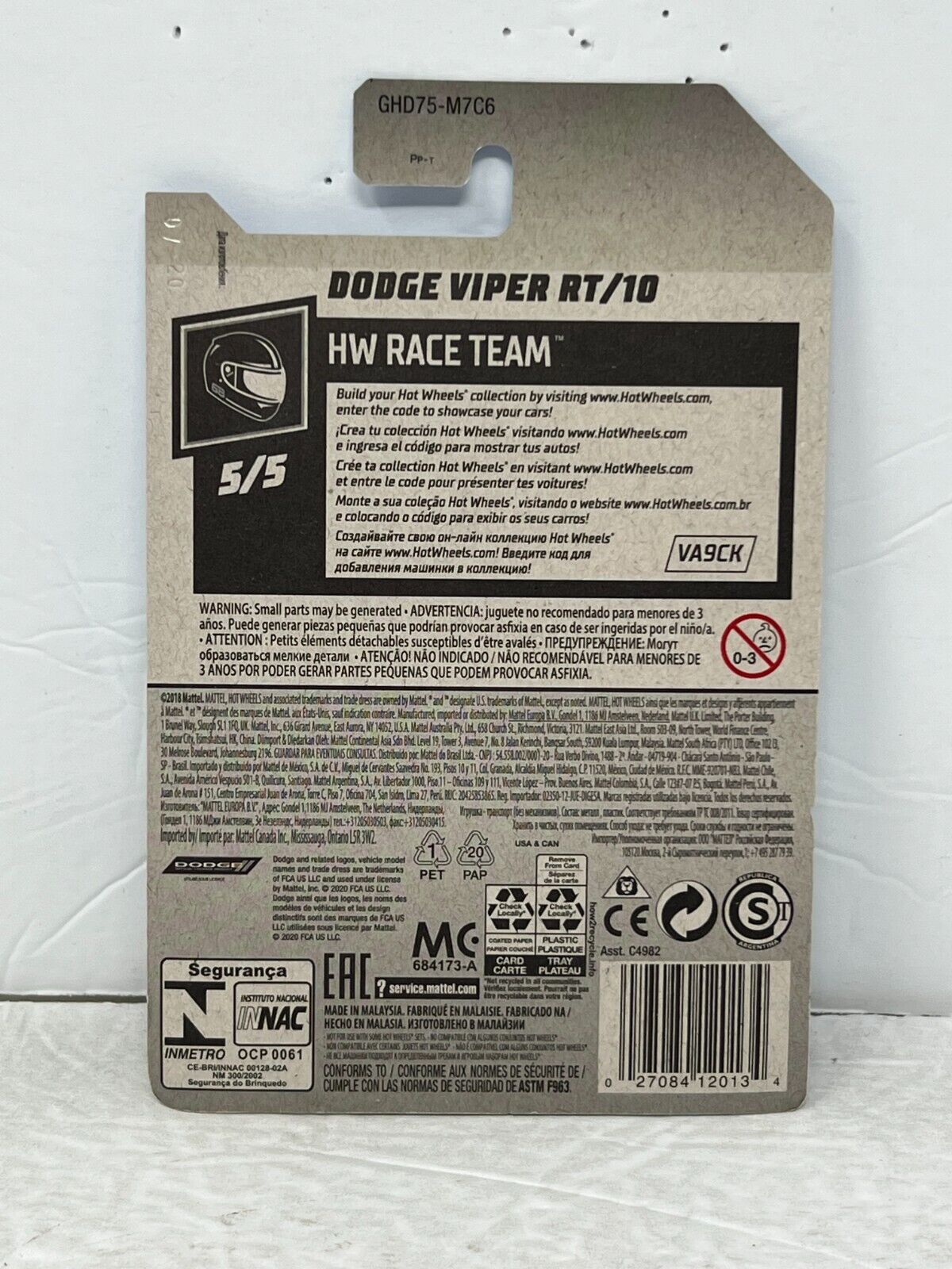 Hot Wheels Treasure Hunt HW Race Team Dodge Viper R/T 10 Muscle Car 1:64 Diecast