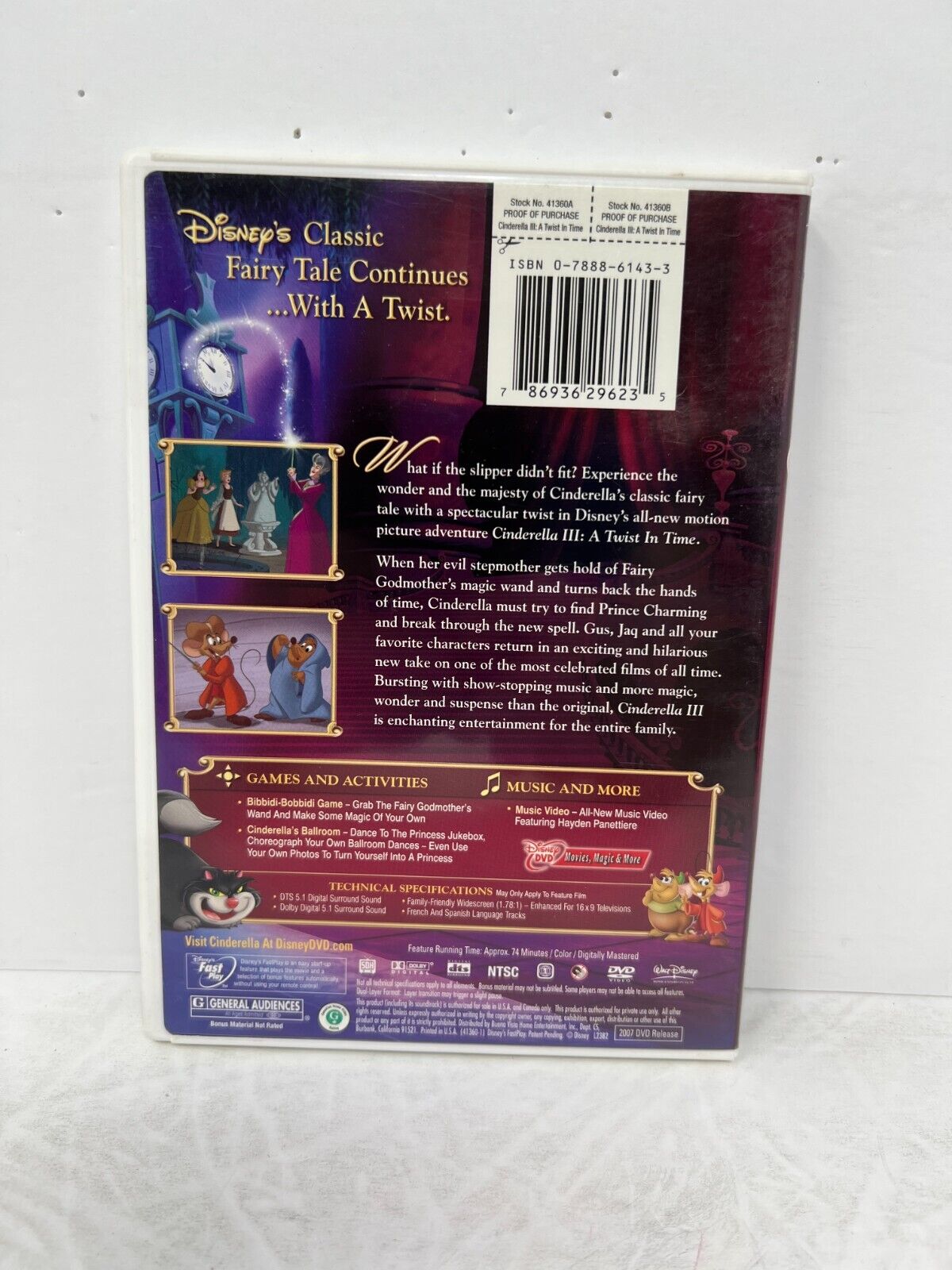 Cinderella III 3 A Twist in Time (DVD, 2007) Disney Sequel Good Condition!!!