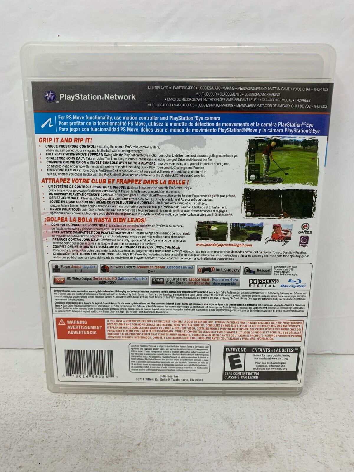 John Daly's Prostroke Golf - Playstation 3 - PS3 - Good Condition!!!