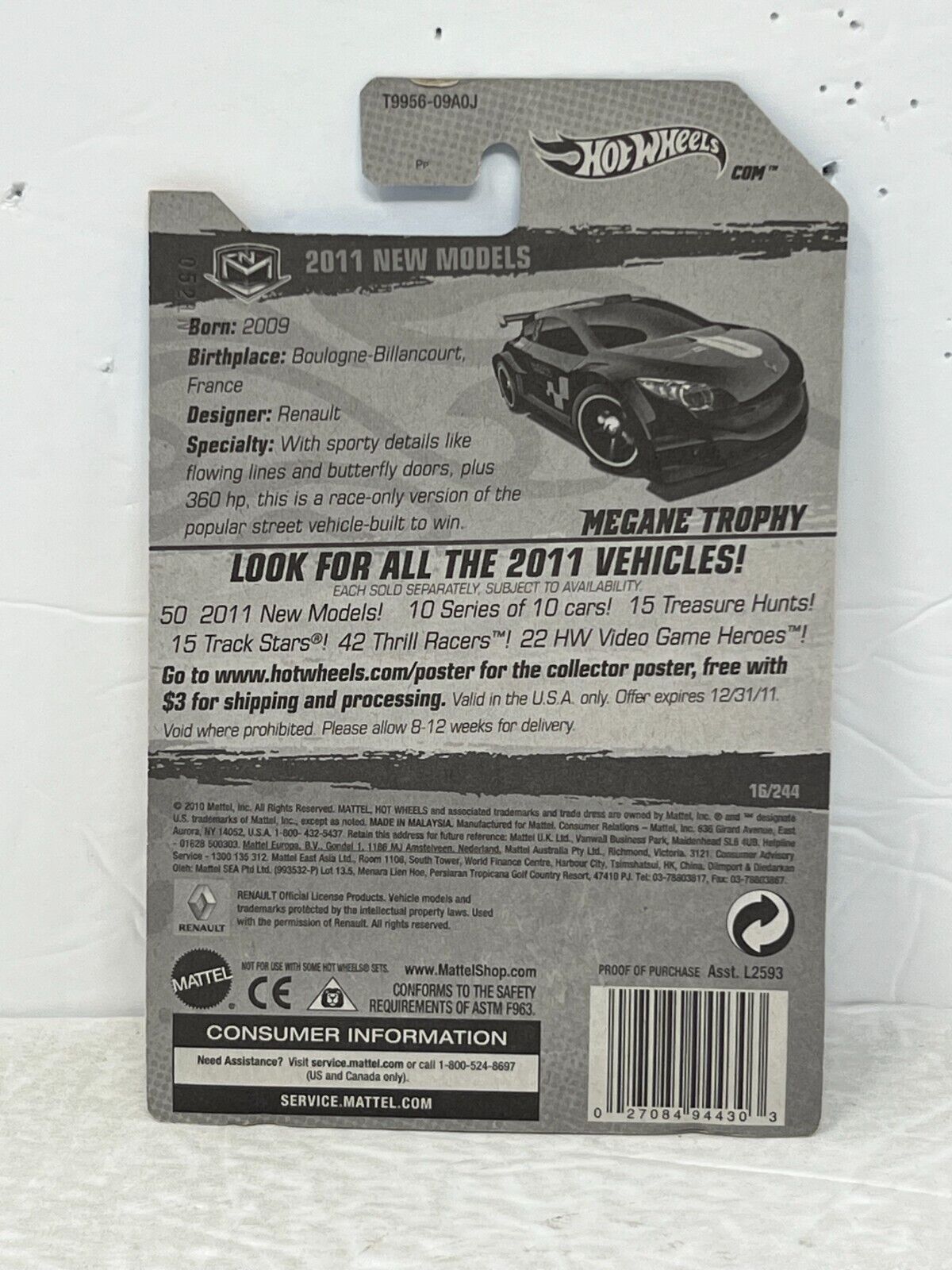 Hot Wheels 2011 New Models Renault Megane Trophy European Car 1:64 Diecast 2011 Factory Sealed Set