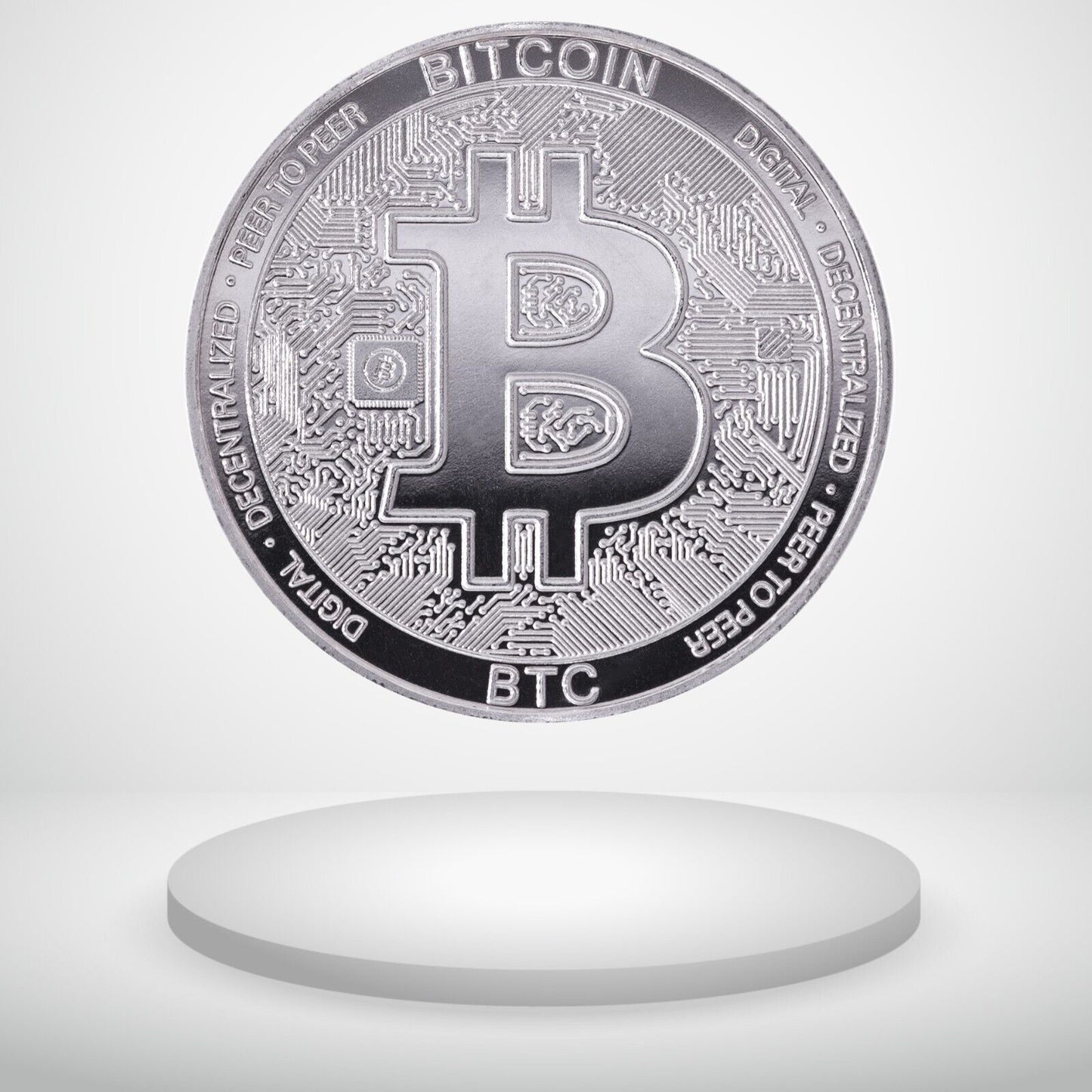 Bitcoin | BTC Physical Crypto Coin Novelty Souvenir Token Silver Color