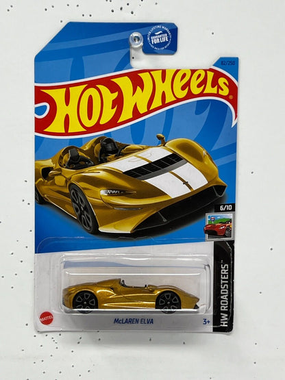 Hot Wheels HW Roadsters McLaren Elva White & Gold 1:64 Diecast