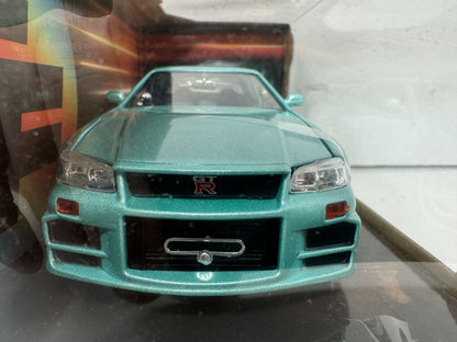 Jada Fast & Furious Brian's Nissan Skyline GT-R (BNR34) 1:24 Diecast Aqua