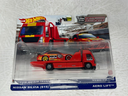 Hot Wheels Premium Nissan Silvia (S15) & Hauler #40 Team Transport 1:64 Diecast