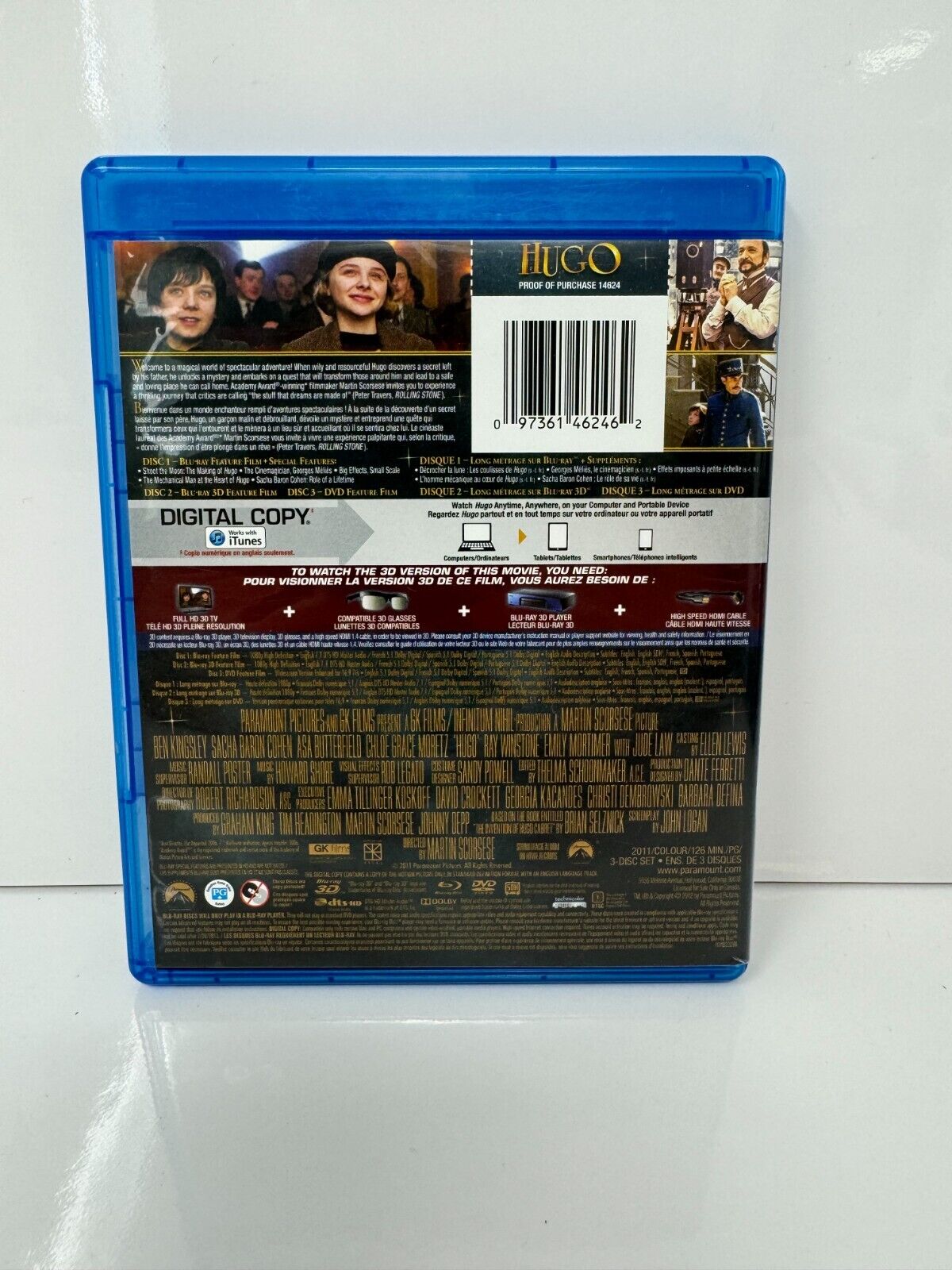 Hugo (Blu-ray 3D) Fantasy Good Condition!!!