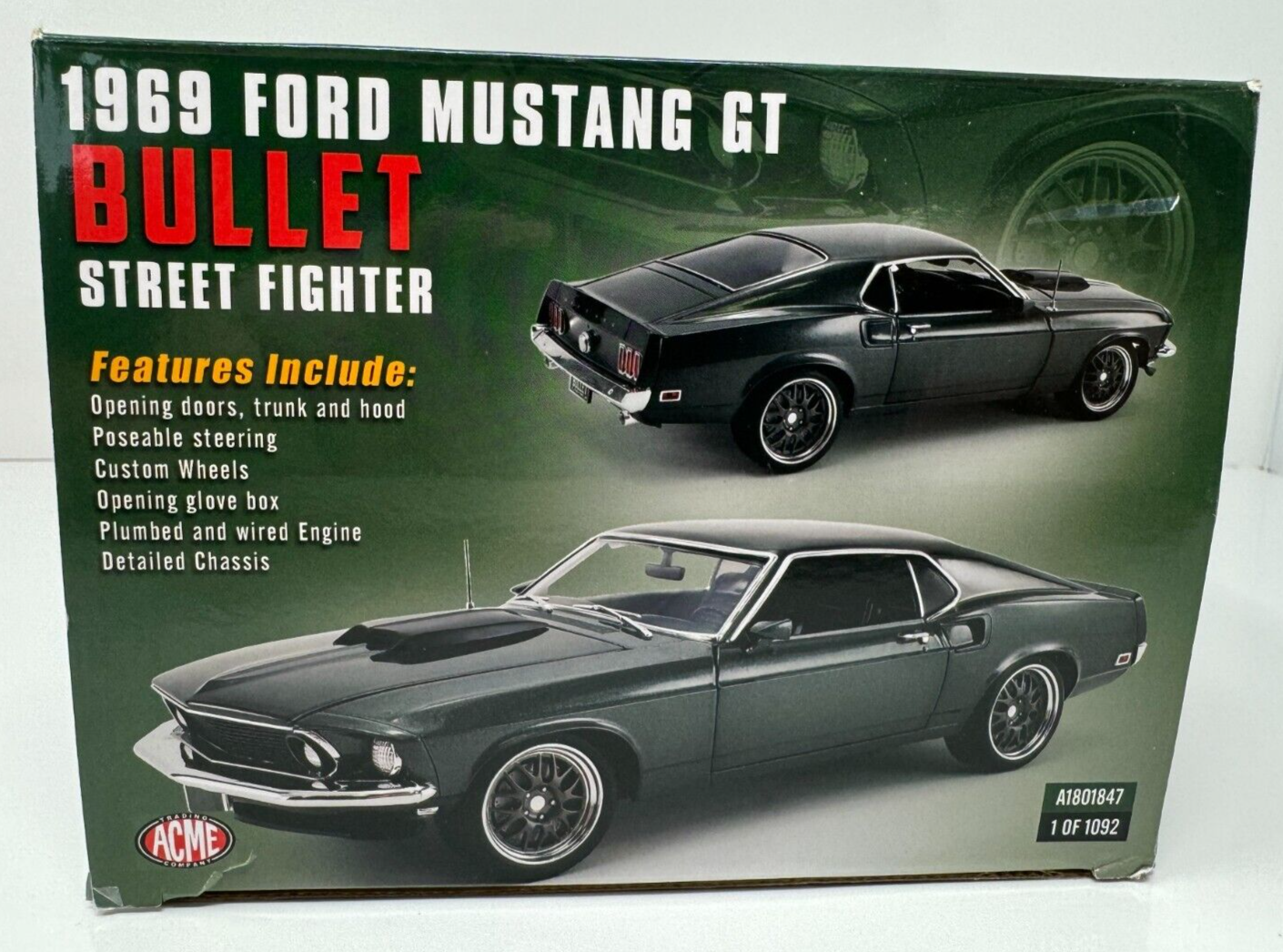 Acme 1969 Ford Mustang GT Bullet Street Fighter 1:18 Diecast 1 of 1092